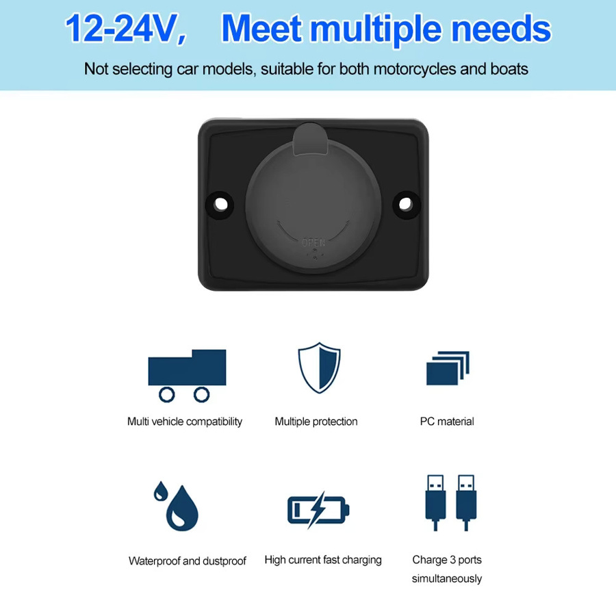 Kebidumei Schnelllade-Steckdosen-Netzteil mit PD 30W und QC 3.0, USB-C Anschluss für Auto, Bus und Wohnmobil, Schwarz - Bild 4