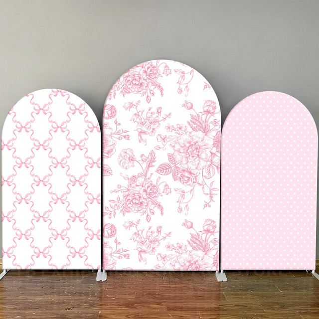 VIKAMA Hintergrundstoff mit rosa Blumen für Hochzeit, Geburtstag oder Baby Shower in Shabby Chic, Farbe: Pink, Breite: 120 cm, Höhe: 50 cm - Bild 1