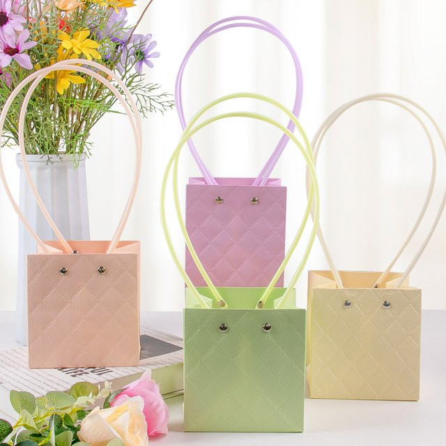 5 Stück Cyuan Papierblumen-Geschenktüten mit Griff, rechteckige Tragetaschen für Hochzeit, Party und Geburtstag - Bild 1