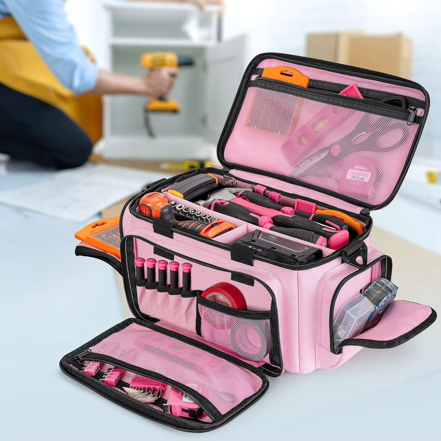 Wasserdichte Werkzeugtasche in Pink mit großem Fassungsvermögen und verdicktem Boden, 14 Zoll - Bild 3