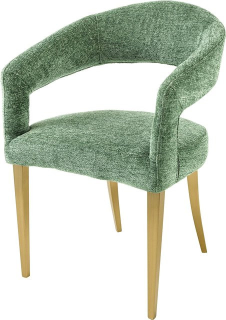 Skandinavischer Stuhl Boutique von riess-ambiente in Grün mit Strukturstoff und Metallgestell in Champagner Gold - Bild 1