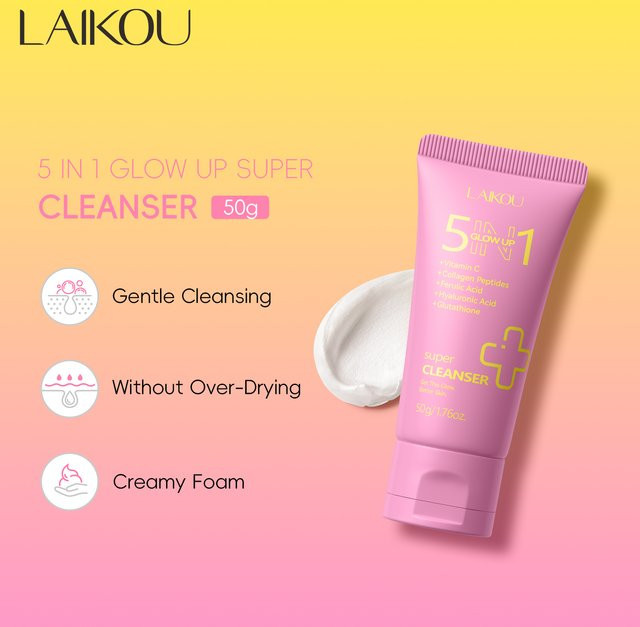 LAIKOU Glow Up Gesichtsreiniger, 50g, mit Vitamin C und Kollagen - Bild 1