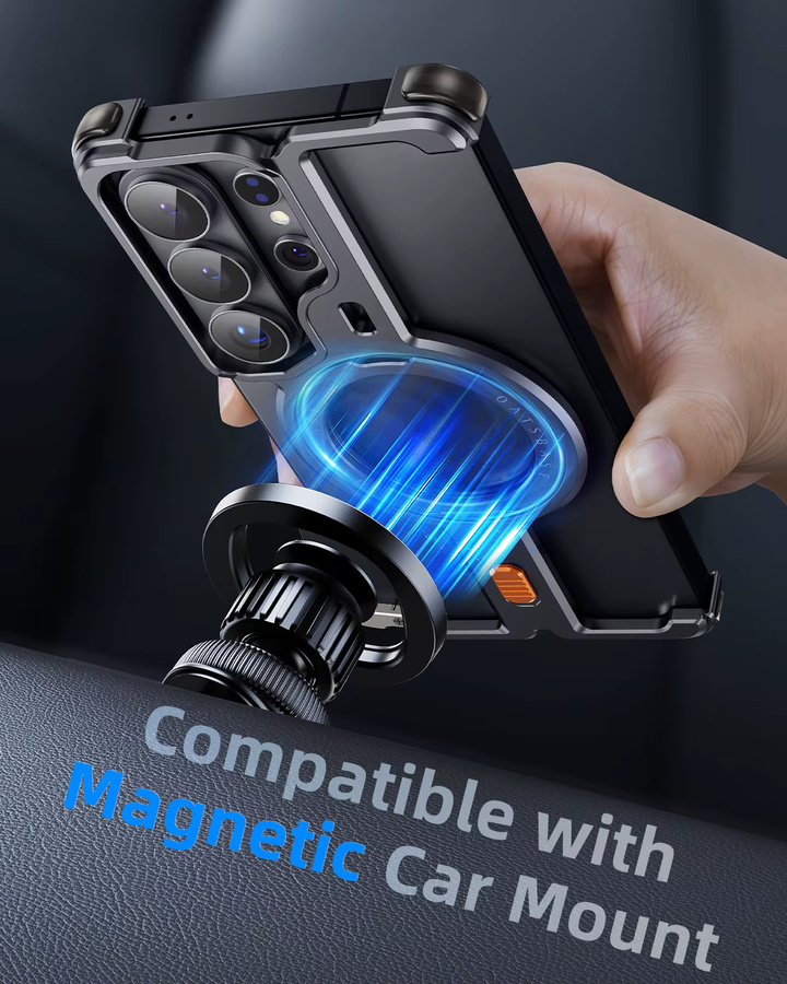 Oatsbasf Schutzhülle für Samsung Galaxy S26 Ultra mit 360 Grad Schutz und drehbarem magnetischem Ständer in Schwarz - Bild 3