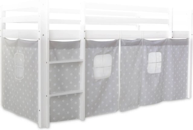Homestyle4u Bettvorhang für Kinderhochbett in Grau mit Sternen aus Baumwolle - Bild 1