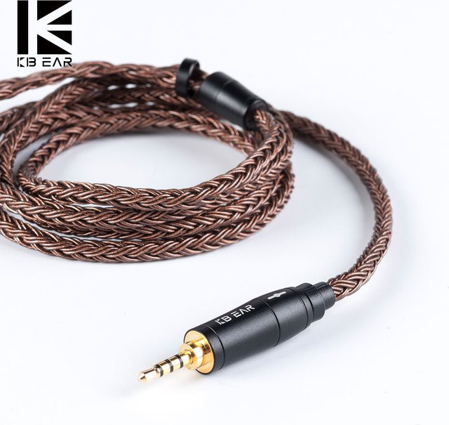 KBEAR 16-adriges Kopfhörerkabel aus reinem Kupfer in Braun mit 2 PIN, MMCX oder QDC Anschluss für KZ EDX ZSN PRO BLON BL-03 KS1 Ohrhörer - Bild 1
