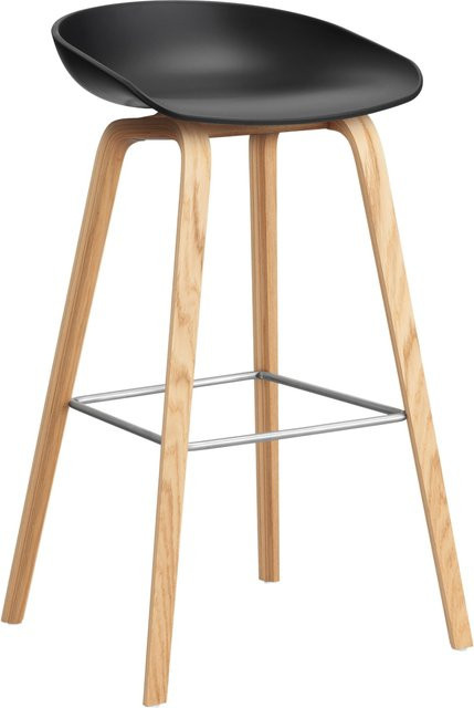 HAY About A Stool AAS 32 Hocker in Schwarz mit Eichenholz oder Walnussholz und Polypropylen - Bild 1