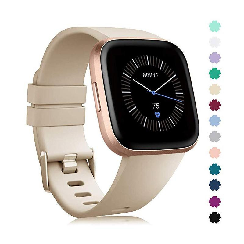 CB Watch Strap House Sport-Silikonarmband für Fitbit Versa, Versa 2 und Versa Lite in Beige - Bild 2