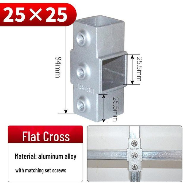 Chose One Vierkantrohrverbinder aus verzinkter Aluminiumlegierung in Silber, Durchmesser: 20 mm, 25 mm, 30 mm - Bild 1