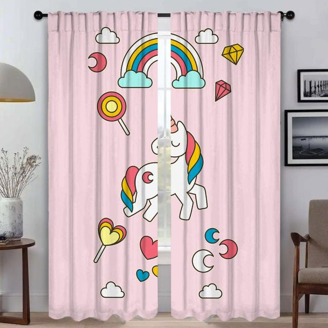 Einhorn Moskitonetz aus Tüll für Schlafzimmer und Wohnzimmer, 2er-Set, Farbe: Pink, Breite: 50 cm, Höhe: 70 cm - Bild 1