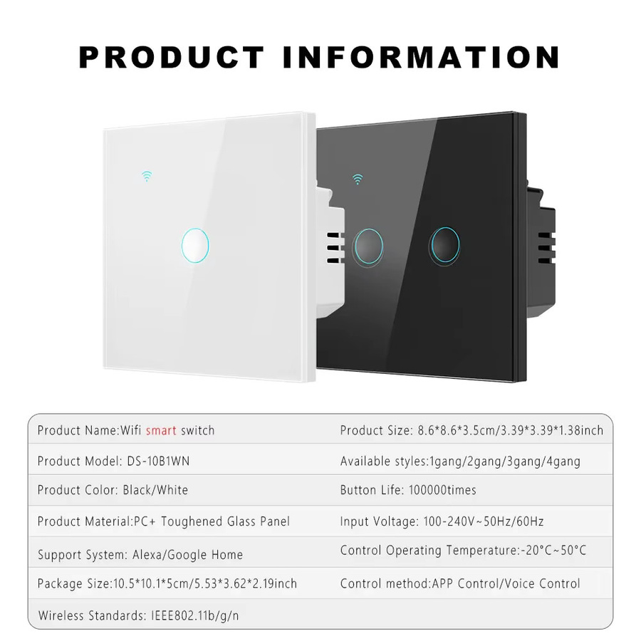 Chevolink Tuya Smart Touch Wandschalter mit LED-Hintergrundbeleuchtung und Lichtsensor, Weiß, kompatibel mit Alexa und Smart Life - Bild 6