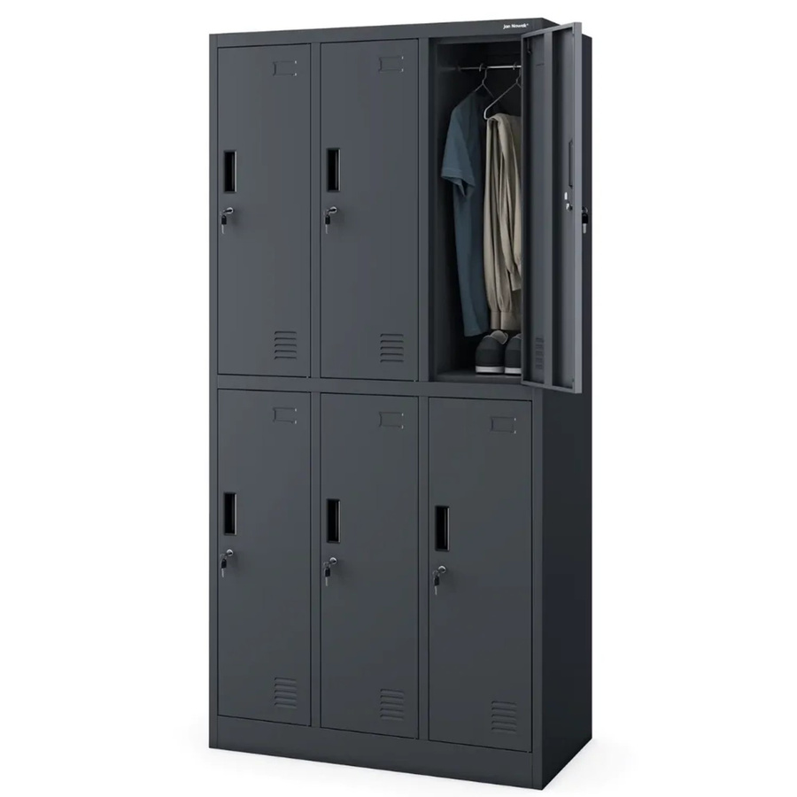 JAN NOWAK Umkleideschrank Spind IGOR mit 6 Abteilen in Anthrazit, Höhe: 185 cm, Breite: 90 cm, Tiefe: 45 cm - Bild 2