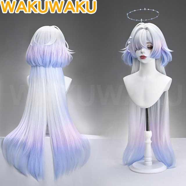 WakuWaku Mornye Cosplay Perücke, Damen, Lange 100cm, Farbverlauf - Bild 1