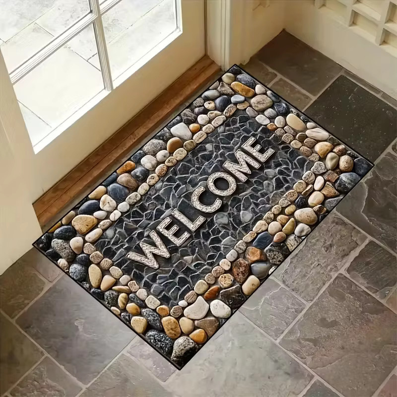 VIKAMA Stone Willkommensteppich für Innen und Außen, rutschfeste und dekorative Fußmatte in Multicolour, B/T: 60 x 40 cm - Bild 2