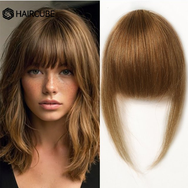 HAIRCUBE Haarspange Pony, 100 % Echthaarverlängerung, honigbraun, Damen - Bild 1