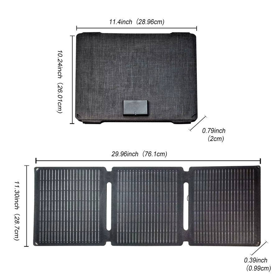 JINGYANGPV 35W Faltbares Monokristallines Solarpanel in Schwarz, Tragbares Mini-Solarladegerät mit Mehrfachausgang für Handy und Powerbank, Ideal für Camping, Wandern und Outdoor-Reisen - Bild 2