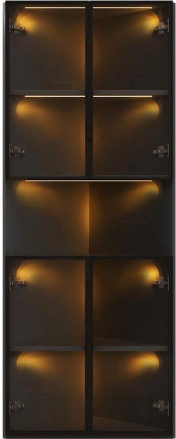 Merax Eckvitrine in Schwarz mit LED-Beleuchtung und Glasfront, B/T/H: 62 x 32 x 160 cm - Bild 1