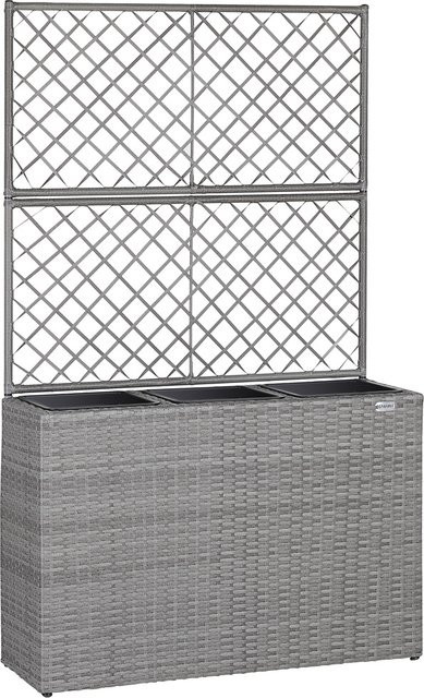 Casaria Polyrattan Blumenkasten mit Rankgitter in Grau - Bild 1