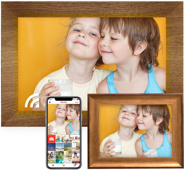 Smart Digitaler Bilderrahmen von DEMANN GMBH in Weiß mit 1280x800 HD IPS Display, WiFi Fotoübertragung, Frameo App, Körper Sensor und 32GB Speicher als intelligenter Wandbilderrahmen - Bild 1