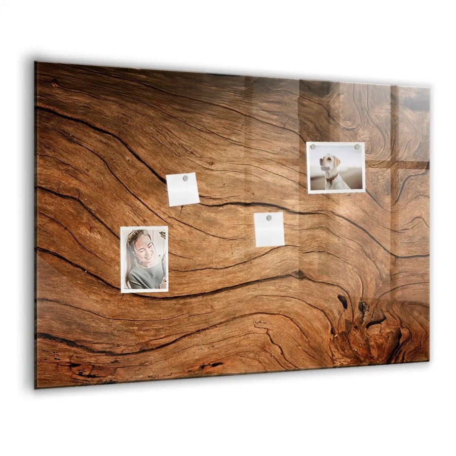 Tulup Glasmagnettafel in Weiß mit altem Holz, beschreibbares Whiteboard für die Wand, B: 100 cm, H: 70 cm - Bild 2