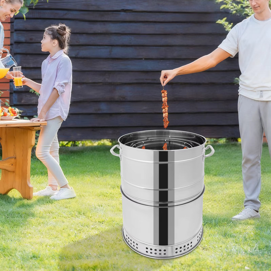 Bymaocar Tragbarer Holzkohlegrill in Silber mit 50 Spießen für vertikales Kebab-Grillen und Camping - Bild 3