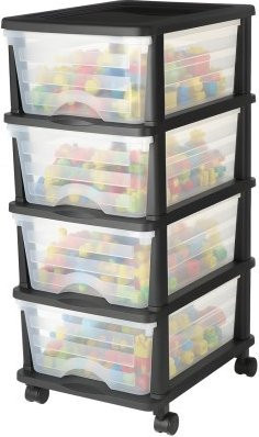 VEVOR Schubladenwagen mit 4 transparenten Schubladen aus Kunststoff, rollbarer Schubladenschrank auf Rollen für Bürobedarf, Bastelräume und Klassenzimmer - Bild 1