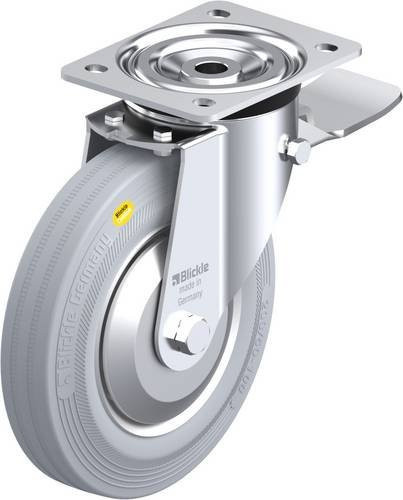 Blickle Lenkrolle mit Feststeller L-RD 202R-ST-VLI-FA in Grau und Stahl, Rad-Durchmesser: 20 cm, Tragfähigkeit: 350 kg - Bild 1