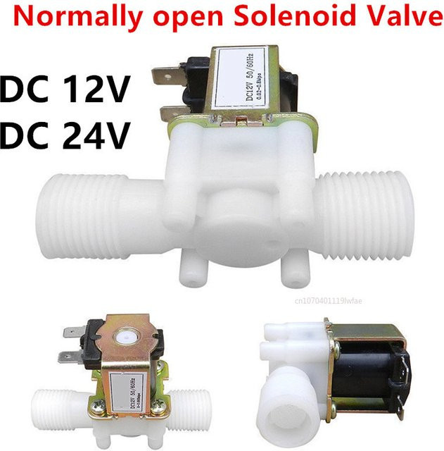 Magnetventil aus Kunststoff mit 1/2" oder 3/4" Anschluss für 12V oder 24V als normal offener pneumatischer Druckregler und Wasser-Spender - Bild 1