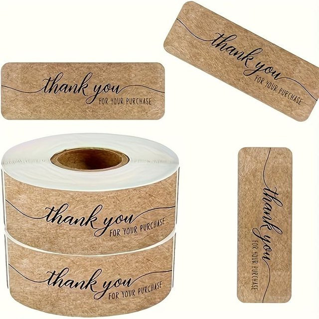 Braune Thank You Aufkleber aus Kraftpapier von ouyaohong für Unternehmen und Kundenwertschätzung - Bild 1