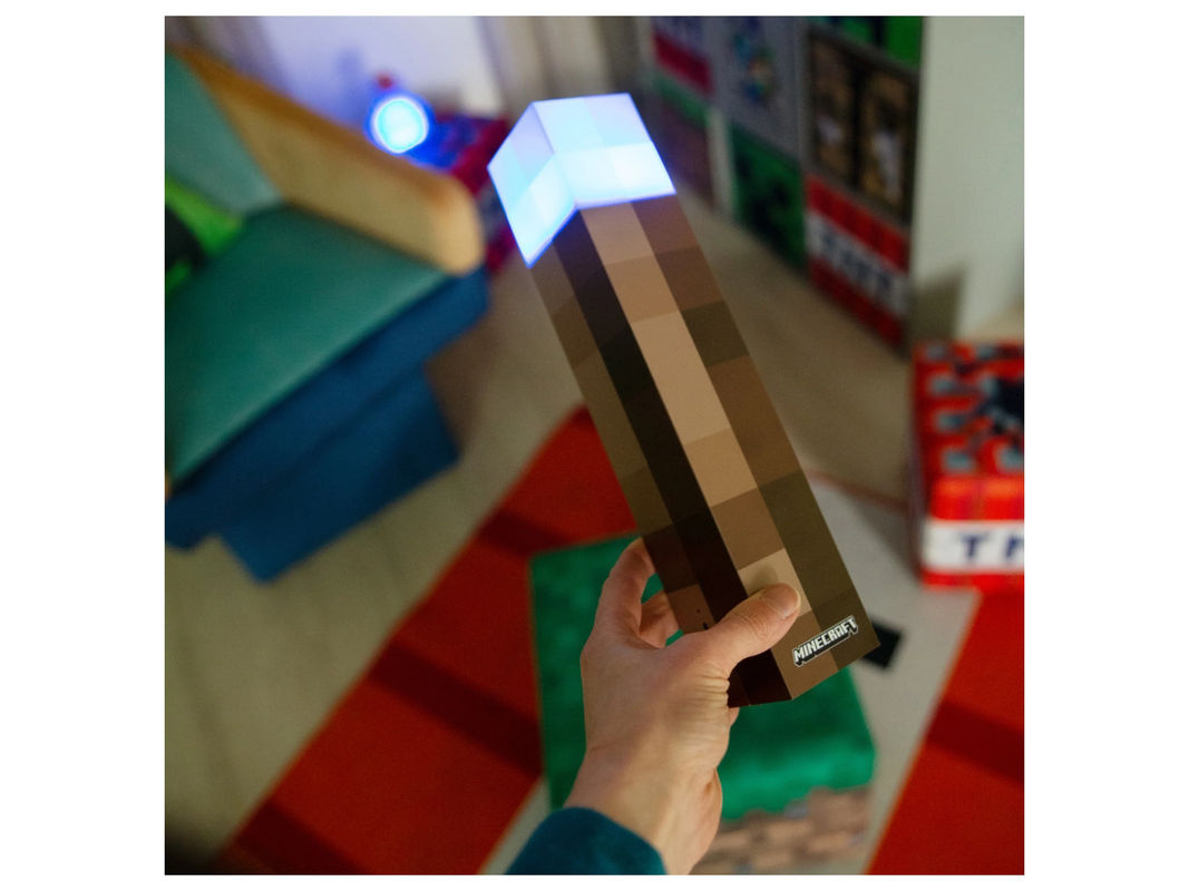 Minecraft LED Tischlampe Fackel in Multicolour mit Wandhalterung und wiederaufladbarem Akku - Bild 2