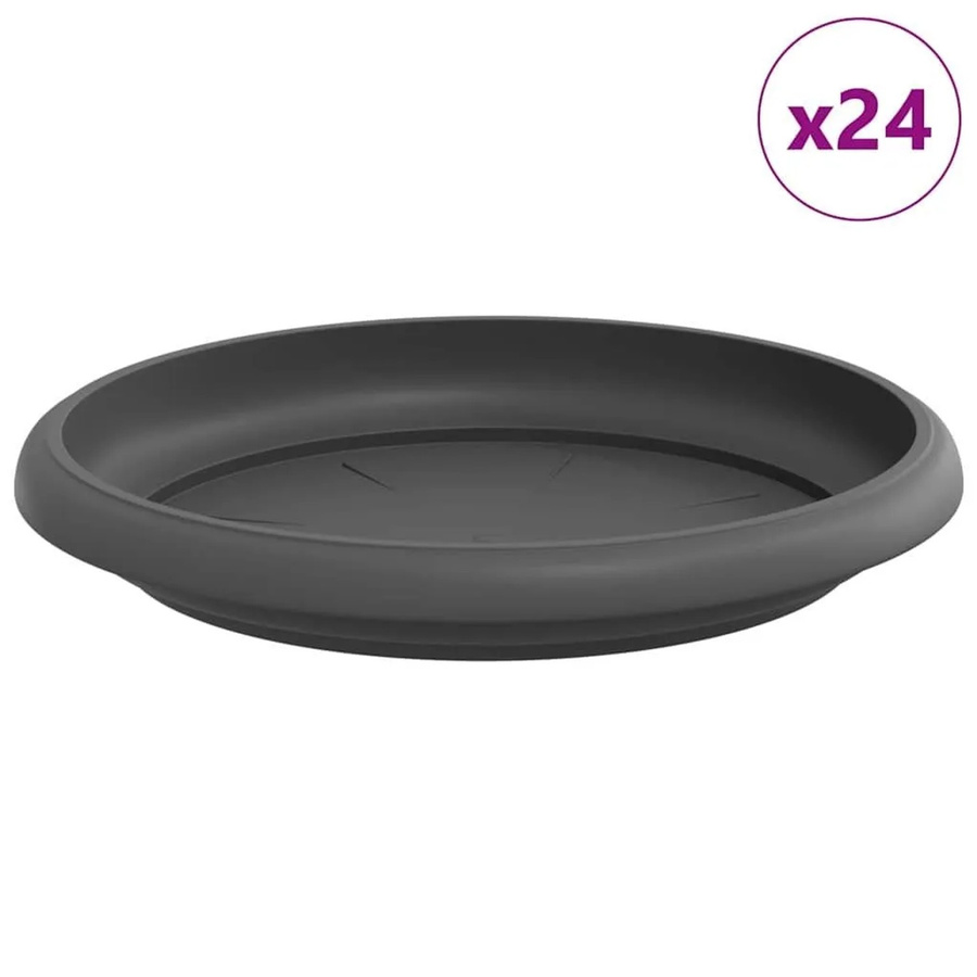 vidaXL Runde Blumenplatten aus Kunststoff in Schwarz, 24 Stück, Durchmesser: 14 cm, Höhe: 2 cm - Bild 2
