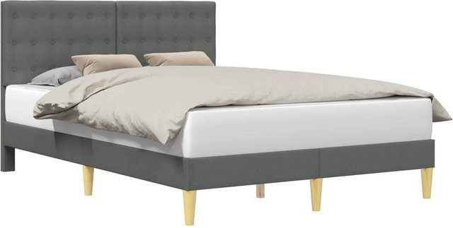 vidaXL Bettrahmen mit Kopfteil in Dunkelgrau aus Stoff, B/T: 140 x 190 cm - Bild 1