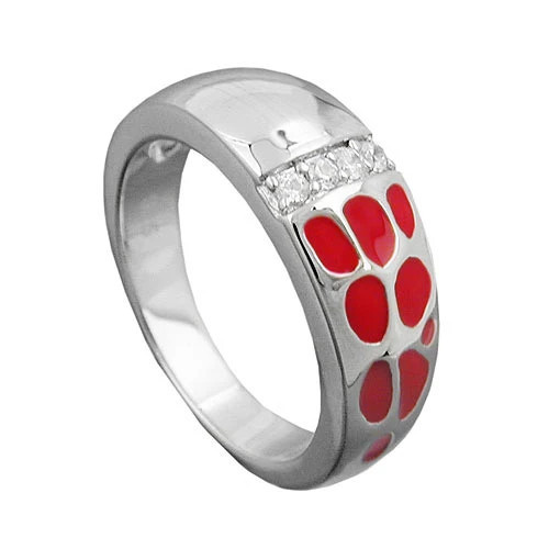 SIGO Ring 925 Silber, rot, Zirkonia, 58 - Bild 1