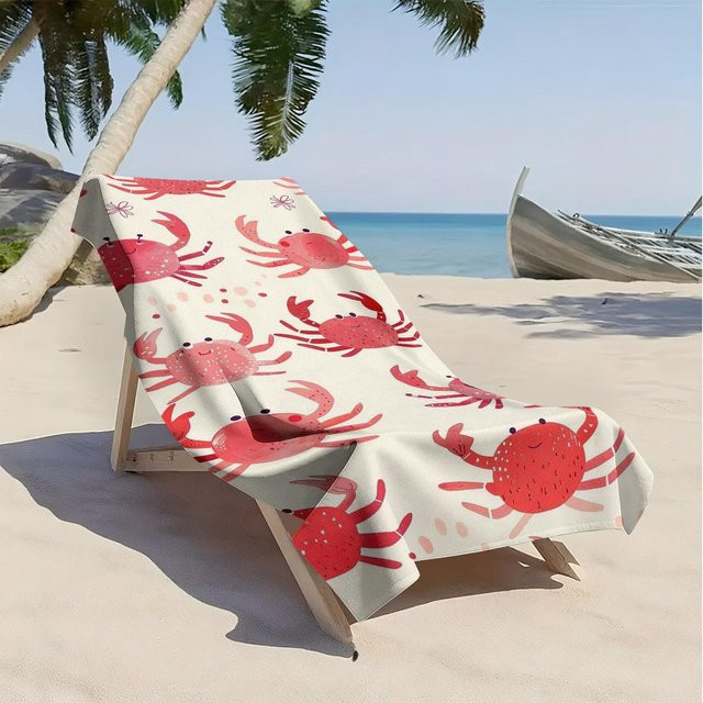Strandtuch mit Aquarell-Krebsmuster von JMG Household Supplies, rot, B/B: 70 x 140 cm - Bild 1