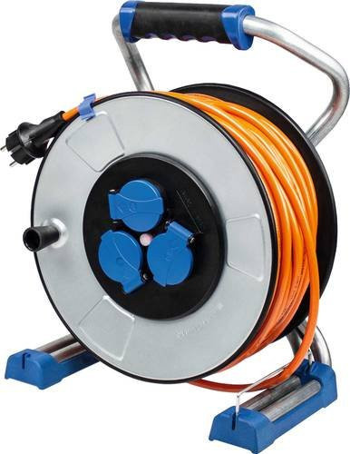 AS Schwabe Kabeltrommel Orange mit 50 m Kabellänge und Schutzkontakt-Stecker - Bild 1