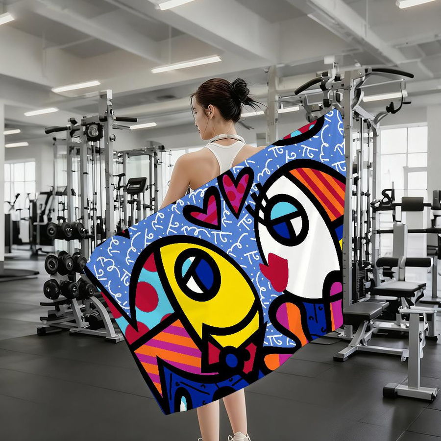 Schnelltrocknendes Kunsthandtuch R-Romero B-Britto für Dusche, Sauna, Reise und Fitness, Multicolor, Breite: 30 cm, Höhe: 60 cm - Bild 1