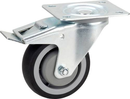 Dörner + Helmer Lenkrolle 716586 mit 100 mm Rad-Durchmesser und 120 kg Tragfähigkeit in Silber - Bild 1