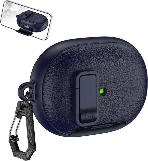 Huawei FreeBuds Pro 5 Schutzhülle aus PU-Leder mit Telefonständer und Schalterverschluss in Blau - Bild 1