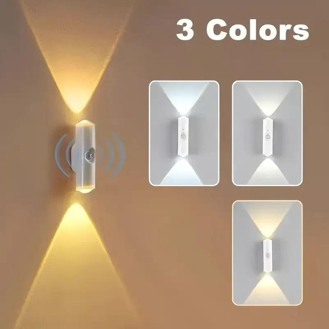 YJMP Super Lighting LED Smart Nachtlicht mit Bewegungssensor und Dimmfunktion, USB wiederaufladbar, Wandmontage, Farbe: Weiß/Multicolor - Bild 1