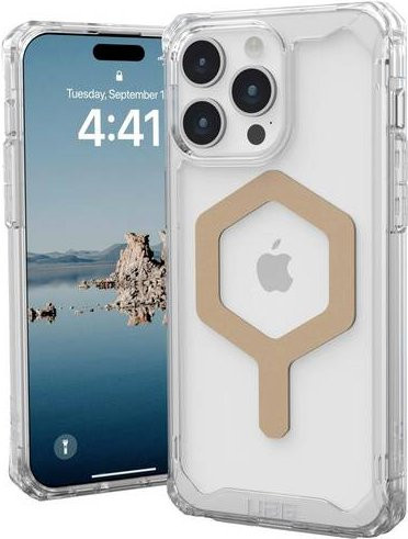 Urban Armor Gear Plyo MagSafe Schutzhülle für Apple iPhone 15 Pro Max, Transparent/Gold - Bild 2