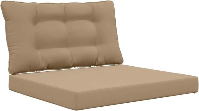 vidaXL Sofakissen für Draußen 2-teiliges Set aus Polyester in Taupe, UV-beständig und modern mit Schaumstofffüllung - Bild 1