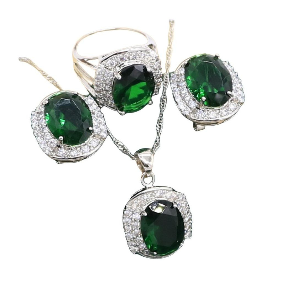 YIRAN Jewelry Schmuck-Set, Kupfer, Silber, Zirkonia, Diamanteinsatz, Unisex - Bild 2