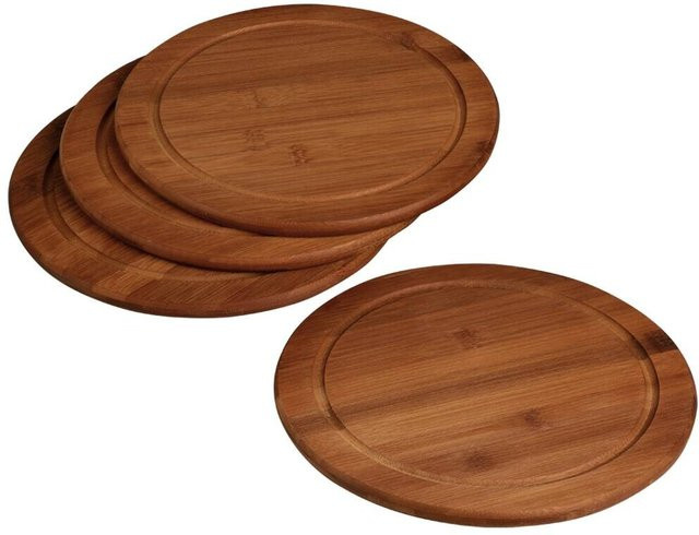 Kesper Fleischteller mit Saftrille aus Bambus Holz in Beige und Braun, 4er Set - Bild 4