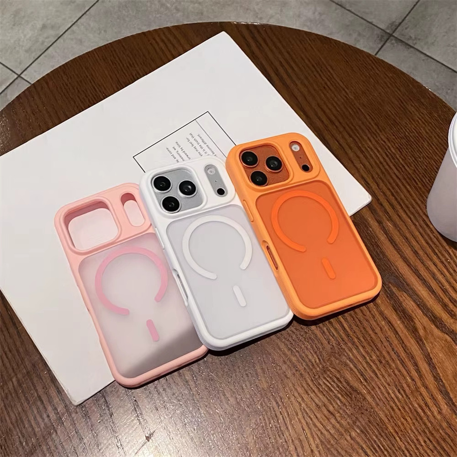 Xeber Matte Magnetische Durchsichtige Schutzhülle für iPhone 17 Pro Max und iPhone 17 Pro mit MagSafe Kompatibilität in Orange und Transparent - Bild 2