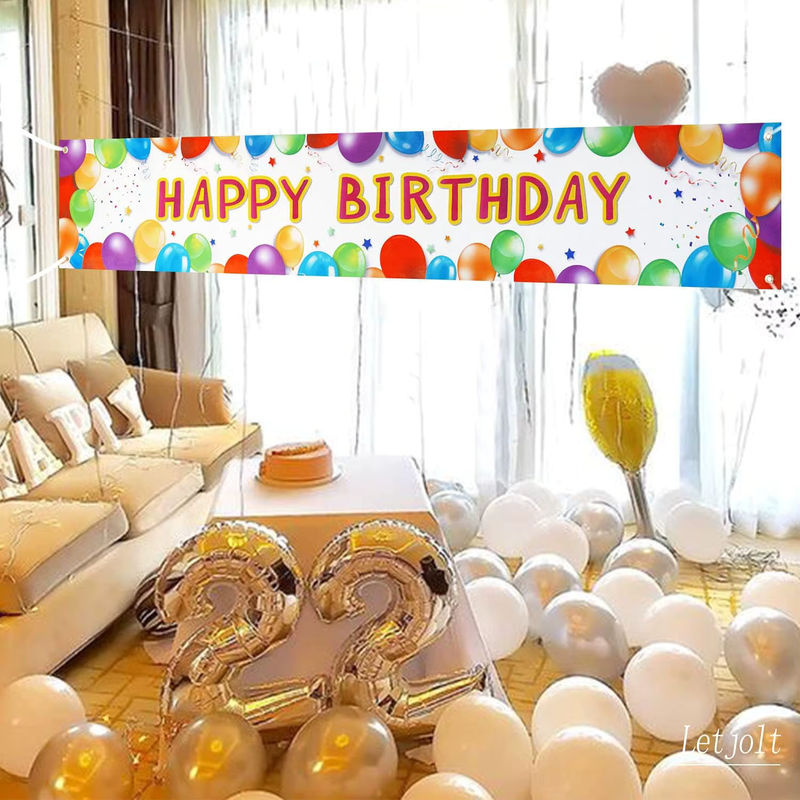 VIKAMA Geburtstagsbanner Alles Gute zum Geburtstag Dekoration für Outdoor und Foto-Requisiten, mehrfarbig, B/H: 183 x 30 cm - Bild 3