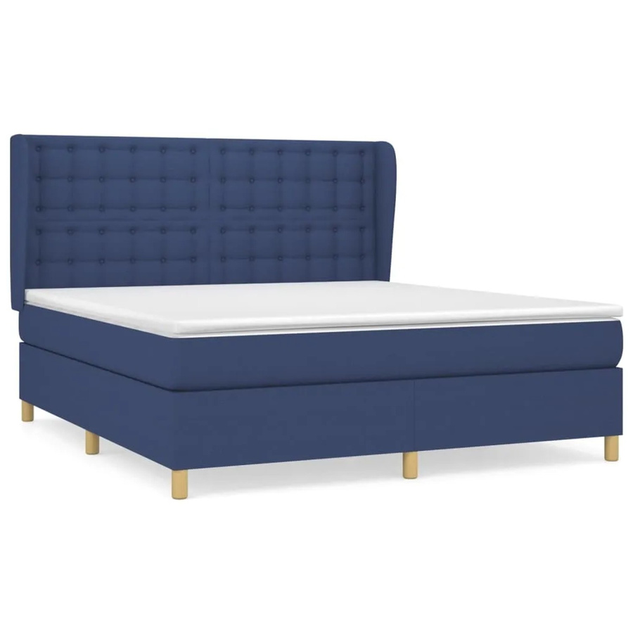vidaXL Boxspringbett mit Matratze Blau Hybrid mit Taschenfederkern B/T: 160 x 200 cm - Bild 2
