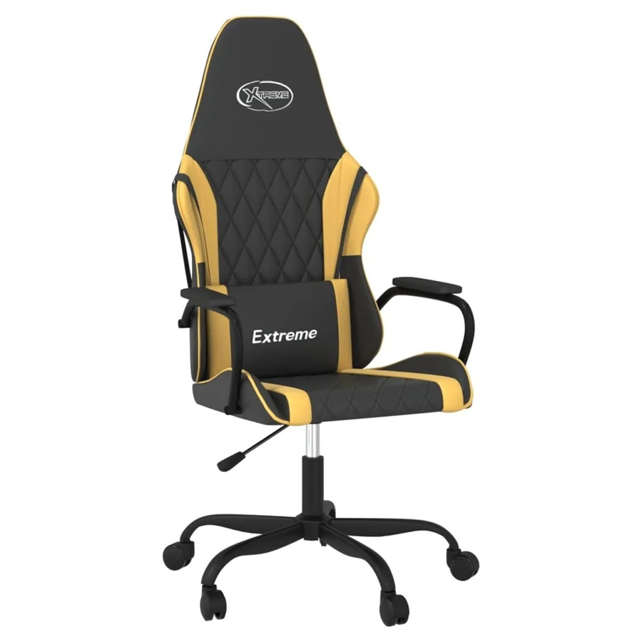 vidaXL Gaming-Stuhl Modell 2 in Schwarz & Gold mit Massagefunktion und Kopfstütze aus Kunstleder - Bild 2
