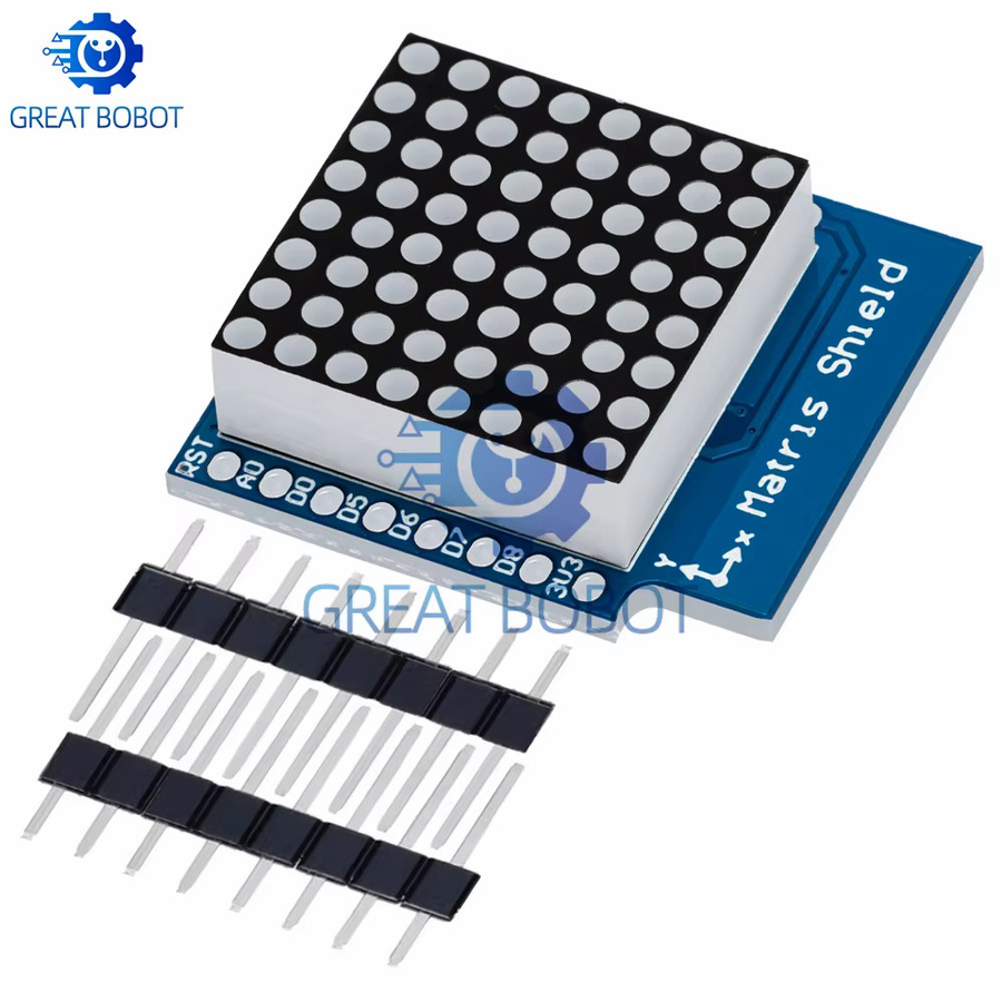 Matrix LED Shield V1.0.0 für WEMOS D1 Mini Digital Signal Output Controller Modul mit 8X8 Dot Board Control in Blau von baishundianzi - Bild 2