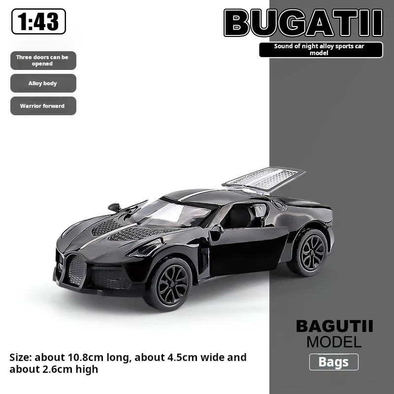 MAKEDA Bugatti Spielzeugauto, 1:43, Metall, Blau, Schwarz - Bild 3
