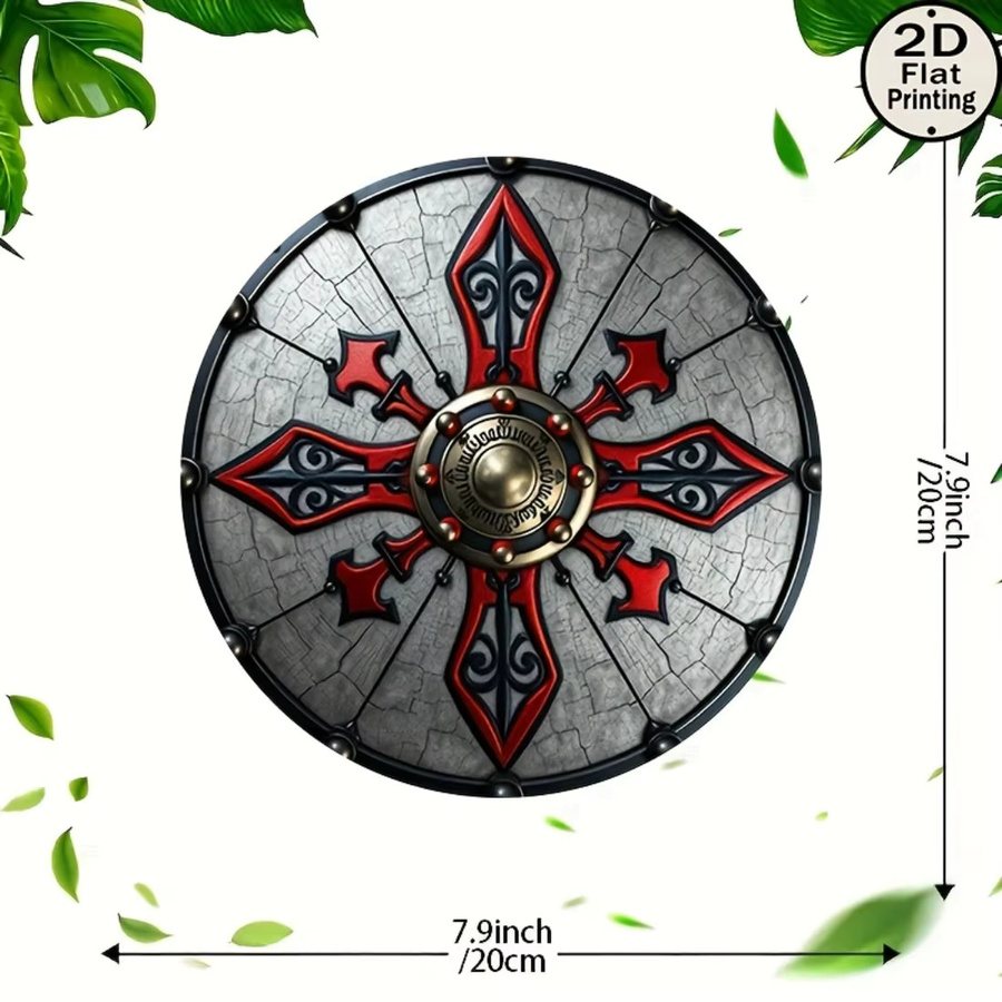 CIFBUY Wikinger Metall-Wandkunst Schild, rund, geometrisches Design, Mehrfarbig, Durchmesser: 20,3 cm - Bild 2