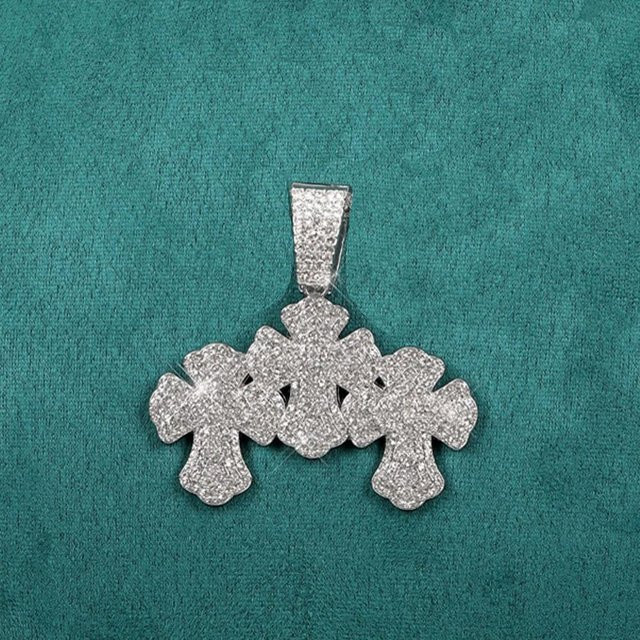 YIRAN Halskette, Kreuz Anhänger, Kupfer, Silber, Zirkonia, Unisex - Bild 1